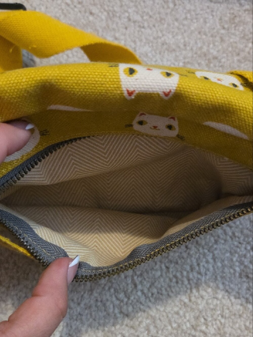 Canvas Cat Print Waist Belt Mustard Yellow - Picture 6 of 7
